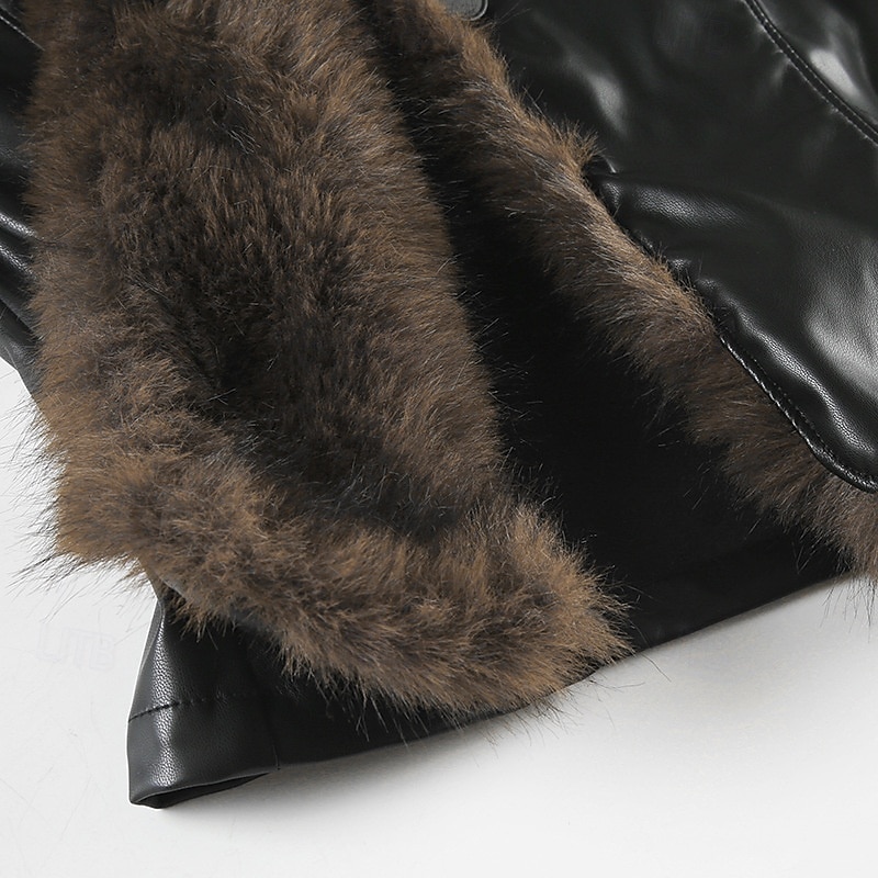 Women's Casual Jacket Warm Comfortable Buttons Fur Collar Fashion Plain Holiday Going out Weekend Single Breasted Regular Turndown Regular Fit Long Sleeve Outerwear Black Fall Winter 2025 - $32.99 –P6