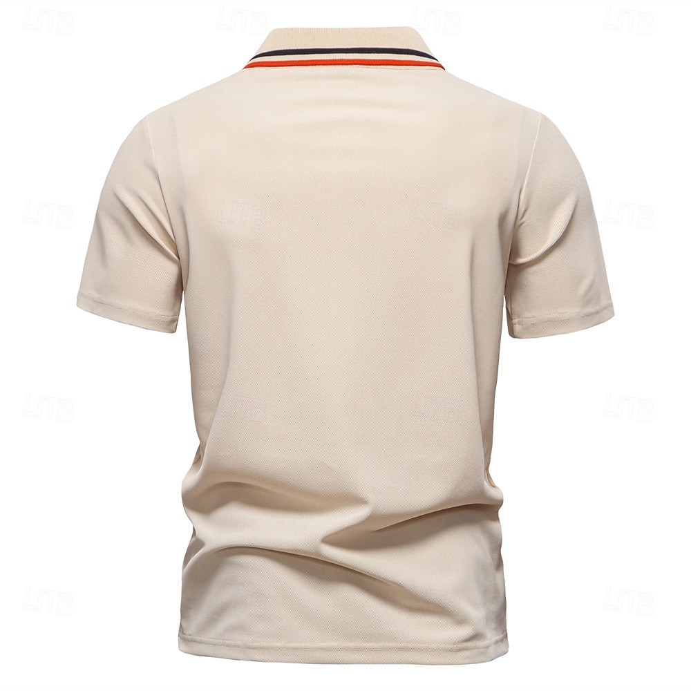 Herren Farbblock Polo Strick-Polopullover Kurzarm Umlegekragen Formell Arbeit Sport & Outdoor Stripe-Trim Streifen Rein Frühling Ganzjahres Weiß Dunkelrot Dunkelmarine 2025 - $22.99 –P7