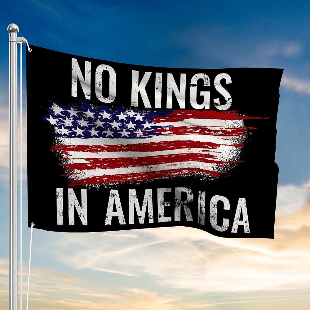 Nessun re protesta all'aperto al chiuso con occhielli bandiera americana casa cortile giardino decorazioni festa striscione cartello del 2026 a $12.99 –P5
