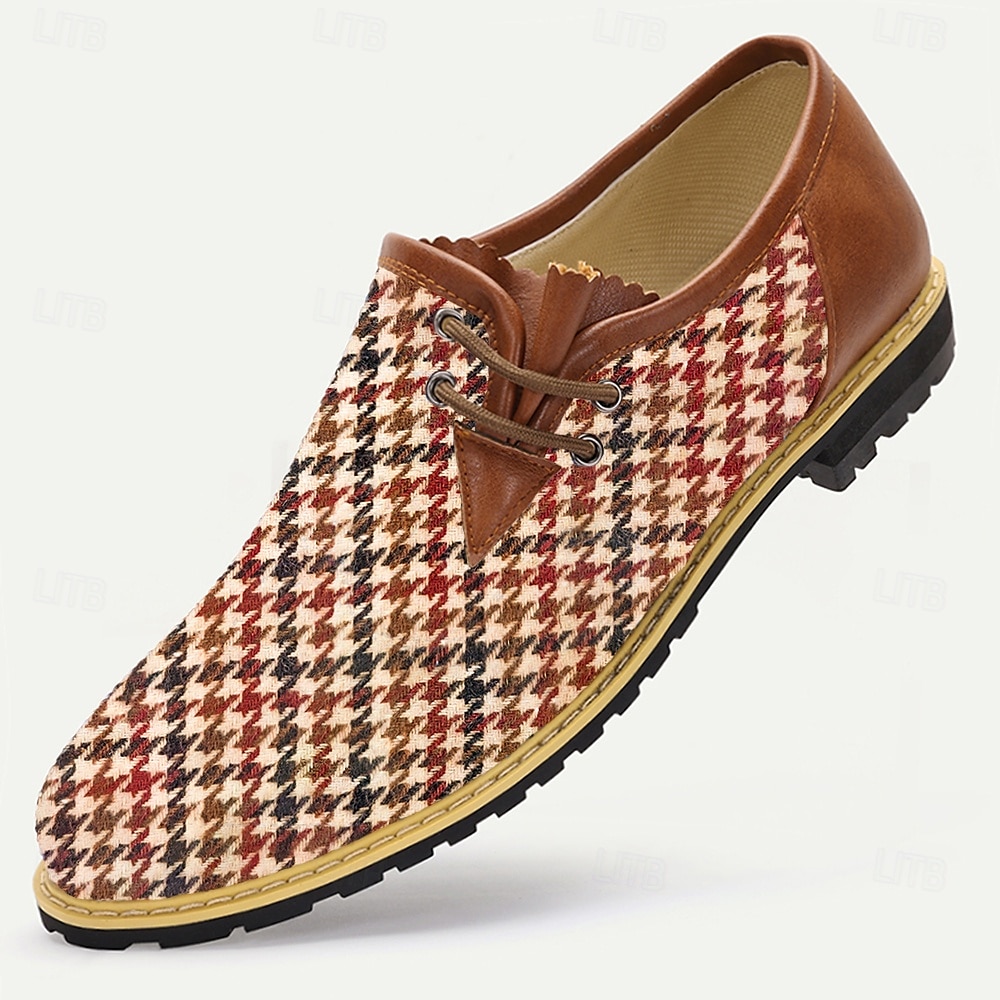 Men's Houndstooth Jacquard Fabric Loafers – Stylish Vintage Casual Shoes for Daily Walking, Weekend Outings, Bavarian Beer Festivals and Comfortable Everyday Wear 2025 - $46.99 –P1