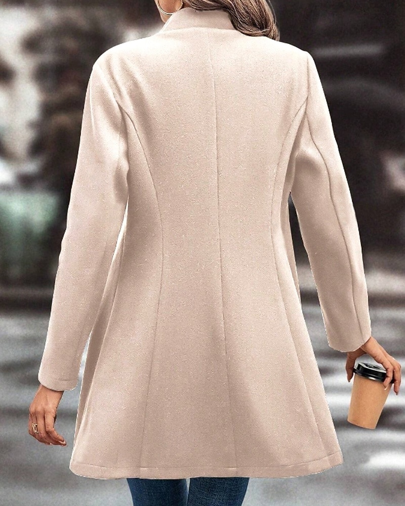 Damen Mantel Warm Bequem Knöpfe Mode Einfach Straße Ferien Einreihig Lang Umlegekragen Normale Passform Langarm Oberbekleidung Schwarz Aprikose Kaffee Herbst Winter 2025 - $27.99 –P10