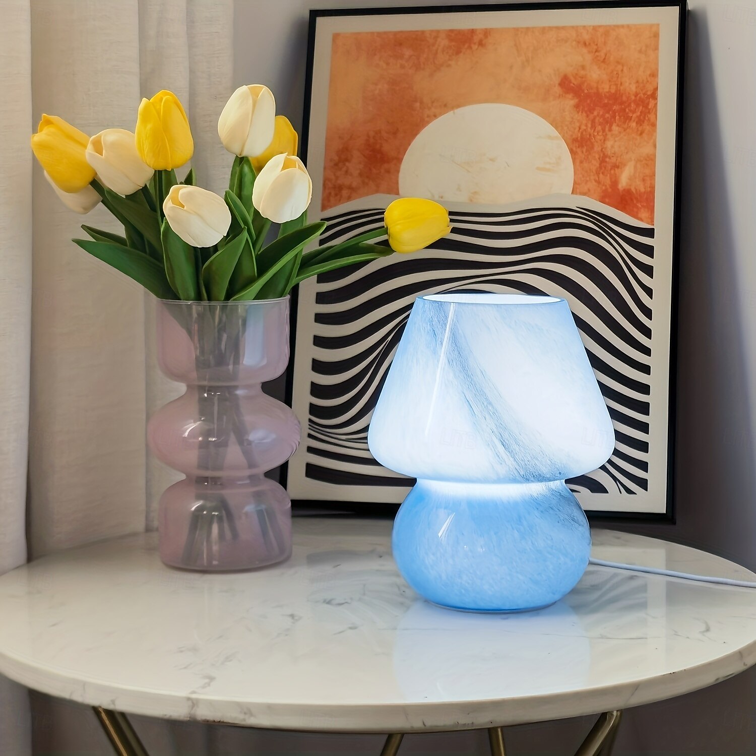 Graziosa lampada da comodino a forma di fungo a LED - lampada da comodino in vetro con luminosità regolabile, perfetta per l'arredamento della casa &regali del 2025 a $73.99 –P7