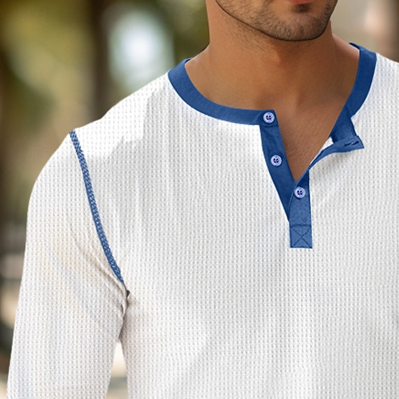 Per uomo Maglietta Manica Corta Manica Lunga Scollo a V Henley Estate Tutte le stagioni Semplice Moda Classico Casual Puro Streetwear Casuale Sportivo Nero Bianco Verde Maglietta Top per Uomo del 2025 a $22.99 –P2