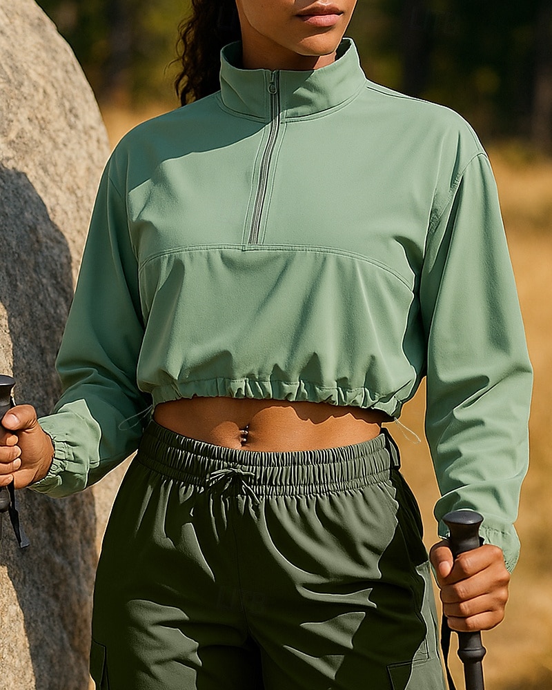 Mulheres Moletom com capuz Jaqueta de Trilha Jaqueta esportiva Ao ar livre Proteção Solar Respirável Secagem Rápida Roupas de caminhada Roupas de caminhada Outono Jaqueta Tênis Golfe Corrida Côr de 2025 por $28.99 –P1