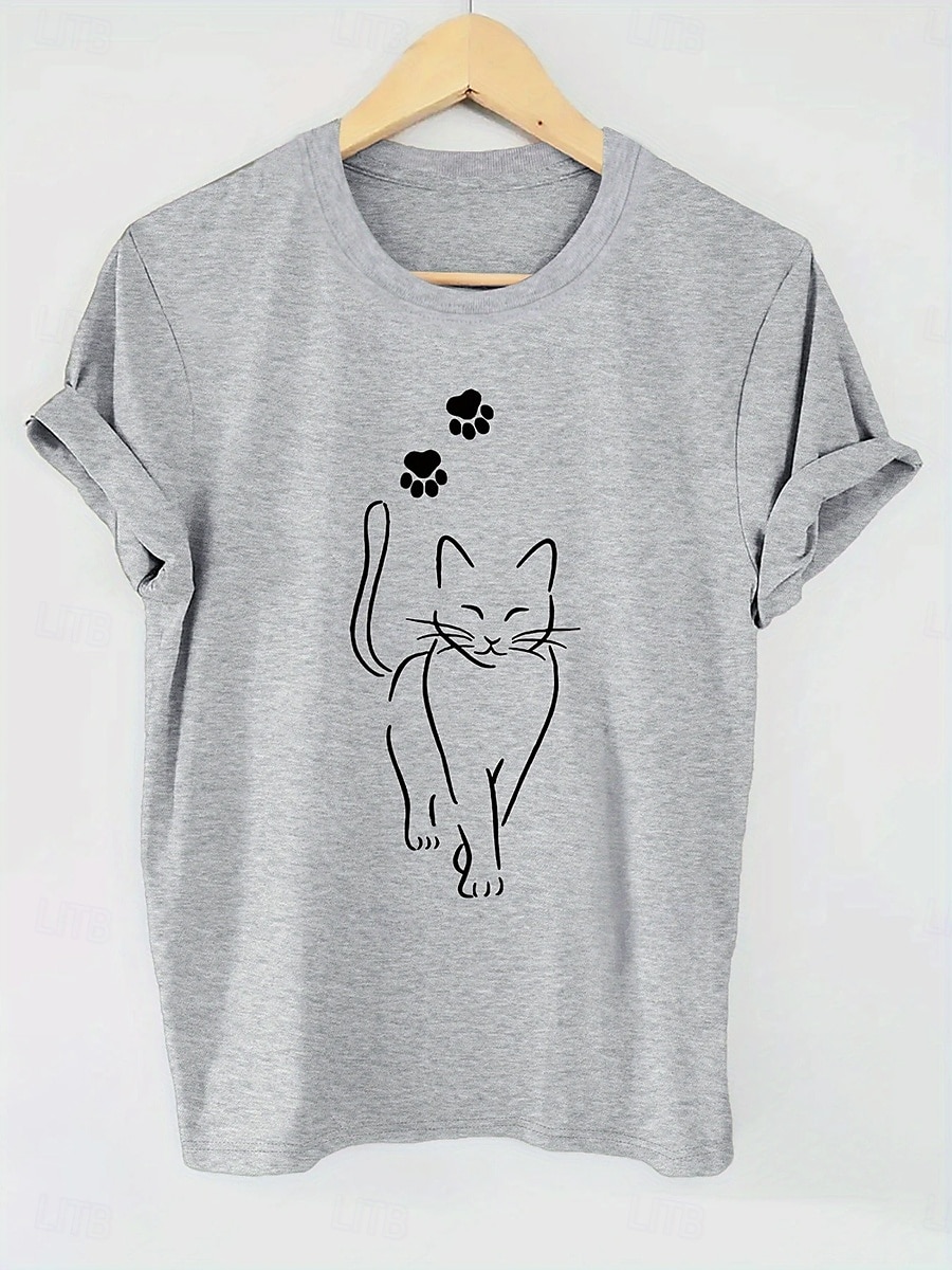 Femmes T-shirt Graphique Animal ancien Élégant Classique Manche Courte Col ras du cou Col rond Hauts Réguliers Quotidien Week-end Imprimé Noir Blanche Rose Claire Rouge Bleu Été Printemps de 2025 ? $19.99 –P11