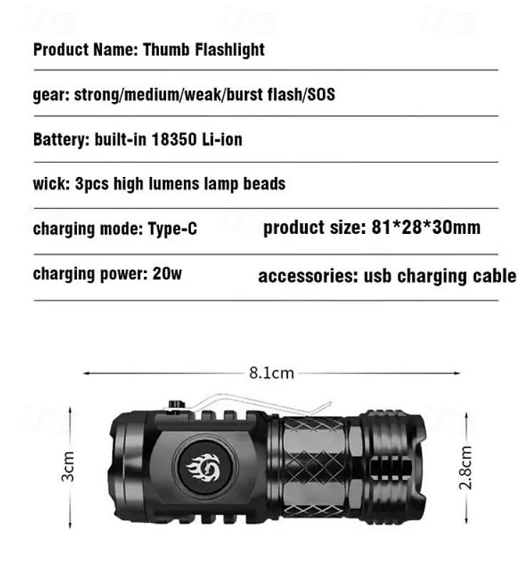 Three-Eyed Monster Mini Flash Super Power Flashlight, German Thumb Sized Flashlight, 3 Eyed Monster Mini Flashlight, Outdoor Small High Lumen Rechargeable Waterproof Pocket Flashlight 2025 - $16.49 –P1