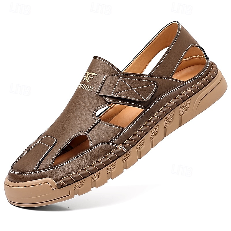 Ανδρικά καφέ slip-on σανδάλια εξωτερικού χώρου με ελαστικά λουράκια και αναπνεύσιμο mesh επάνω μέρος για καλοκαιρινές περιπέτειες 2026 - $54.99 –P3