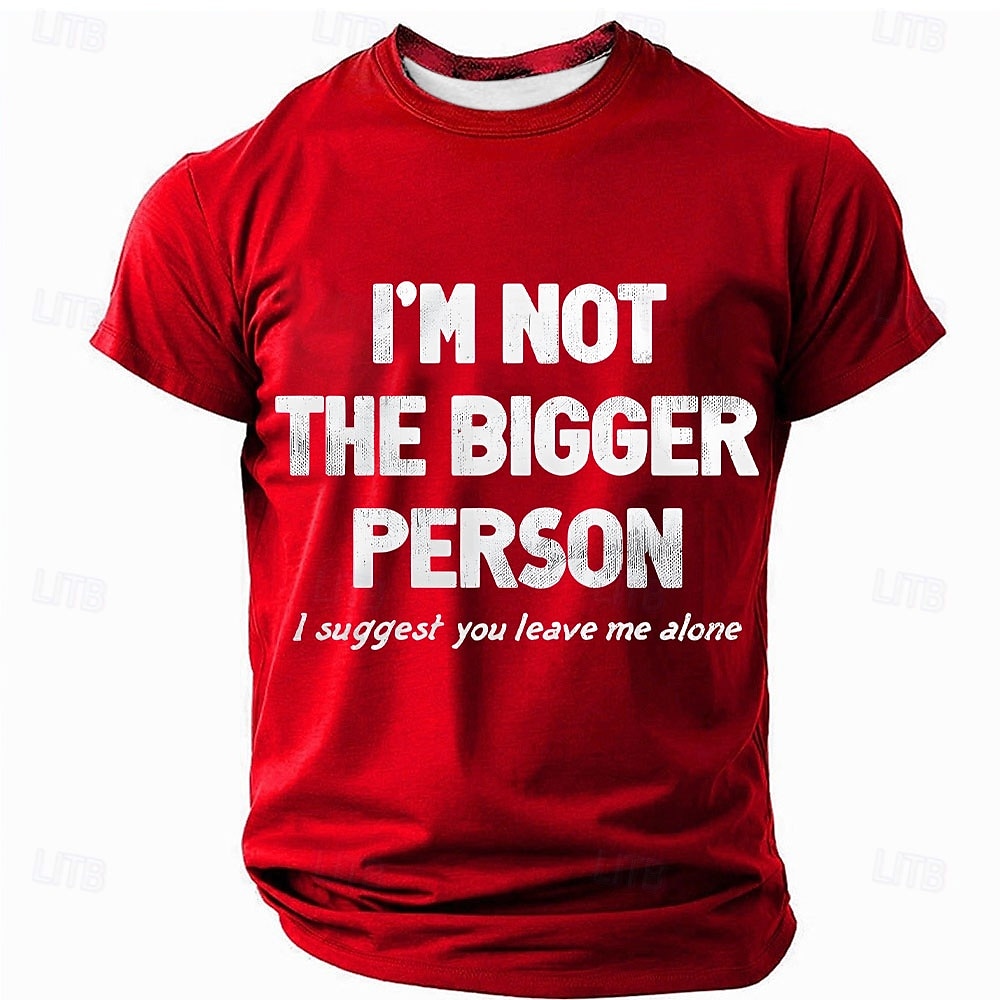 Camiseta gráfica divertida para hombres - "No soy la persona más grande te sugiero que me dejes solo" lema camiseta casual de manga corta 2026 - $19.49 –P1