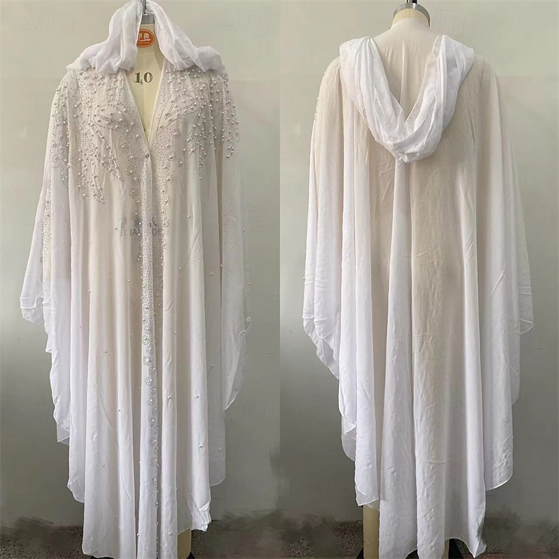 Damen Langes Kleid Maxikleid Freizeitkleid Boho-Kleid Westernkleid Mode Muslim Outdoor Party Ferien Normale Passform Einfach Langarm Mit Kapuze Weiß Purpur Hellgrau Frühling Herbst 2025 - $26.99 –P4