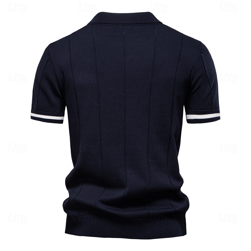 Per uomo Per maschio Tinta unica Strisce verticali Polo Maglione polo lavorato a maglia Manica Corta Collo ripiegato Colletto Polo Zip a un quarto Moderno Formale Lavoro Sport & Outdoor Con zip del 2026 a $29.99 –P5