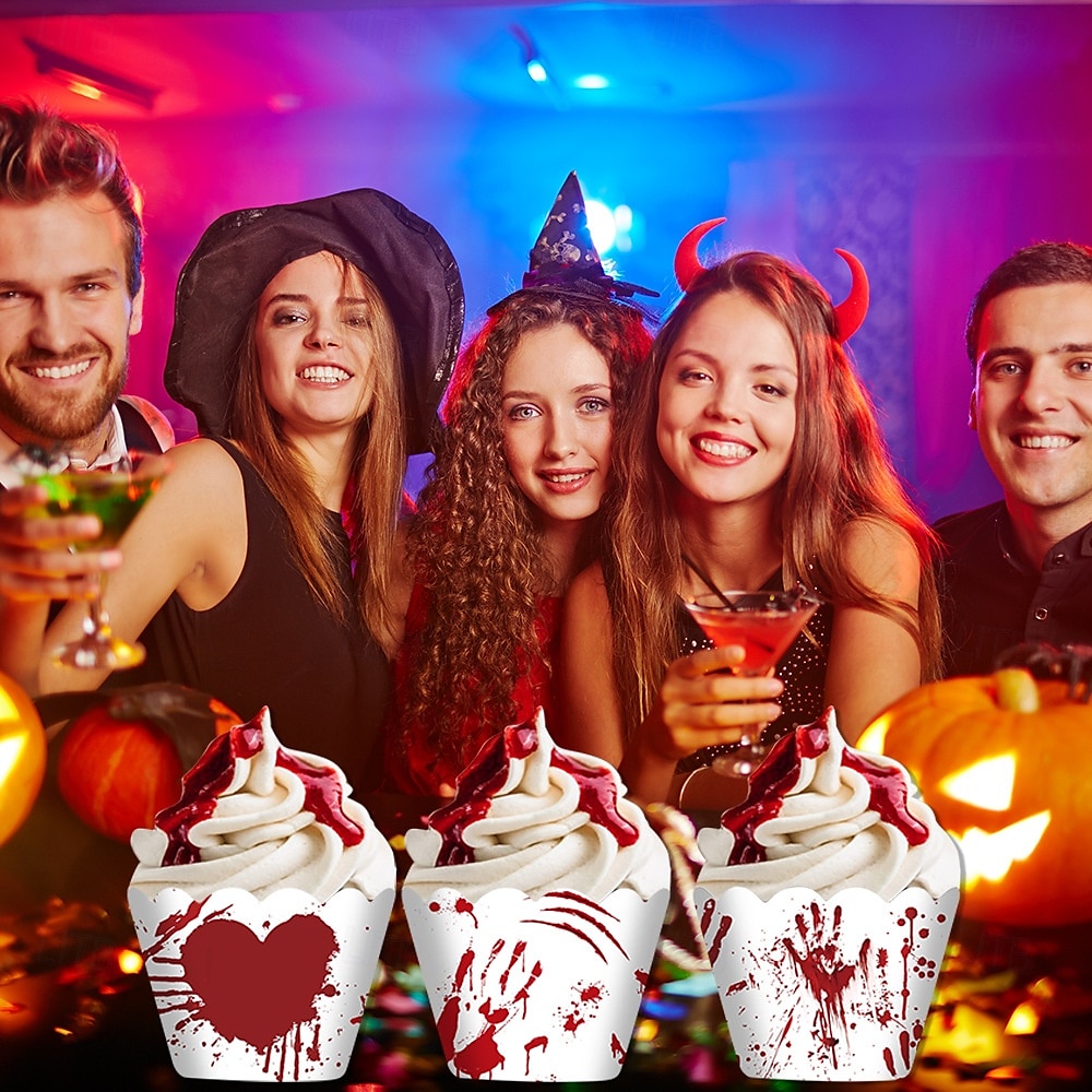 Halloweendecoraties, fotoscènes, rekwisieten, cartoons, papieren taarten, papieren bekertjes, rond de randen, feestbenodigdheden 2025 - $7.99 –P8