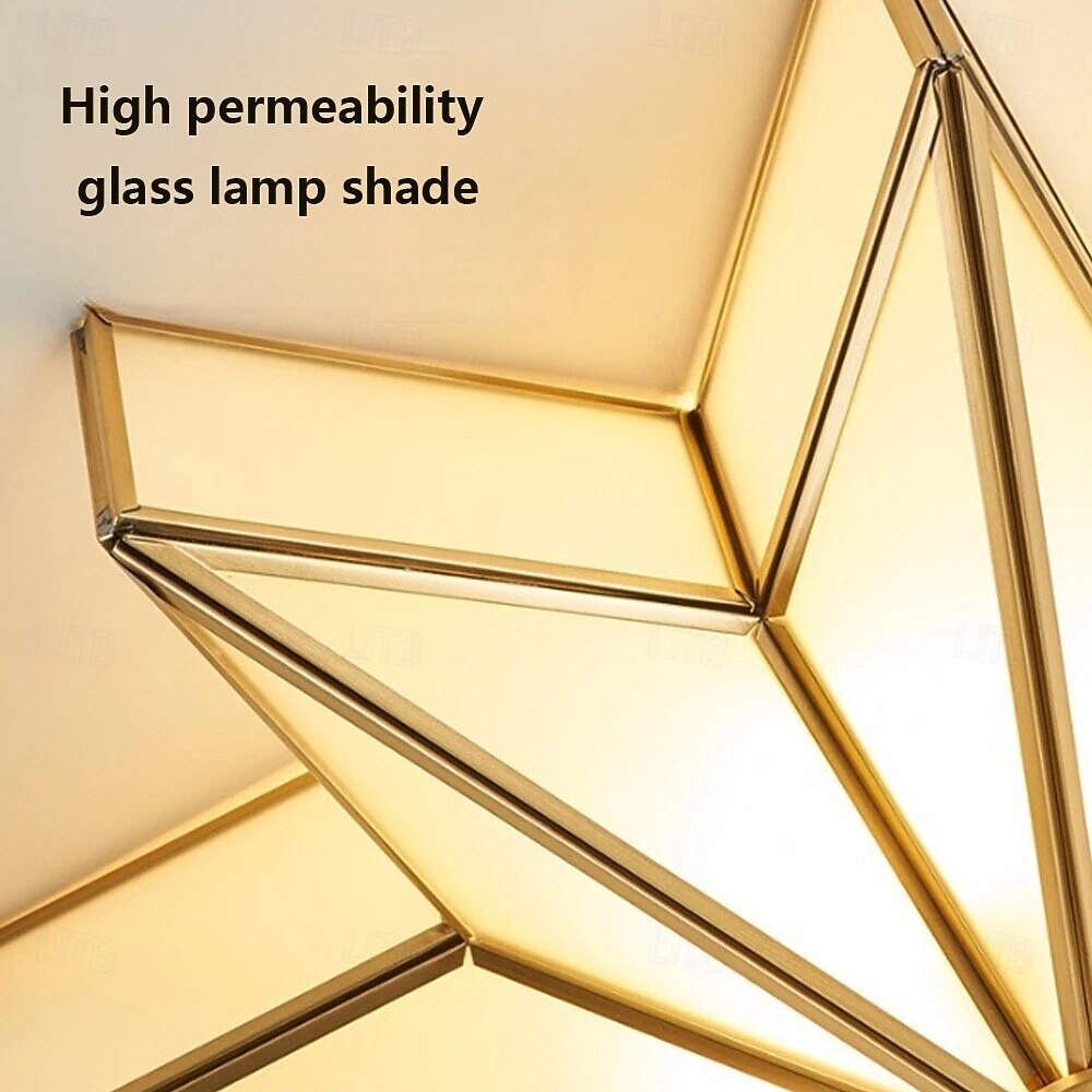 Luminária de teto moderna de LED com 4 luzes, vidro fosco chanfrado, montagem embutida, luminária tradicional de latão com estrela próxima ao teto, luminária pendente decorativa para sala de estar de 2025 por $364.19 –P8