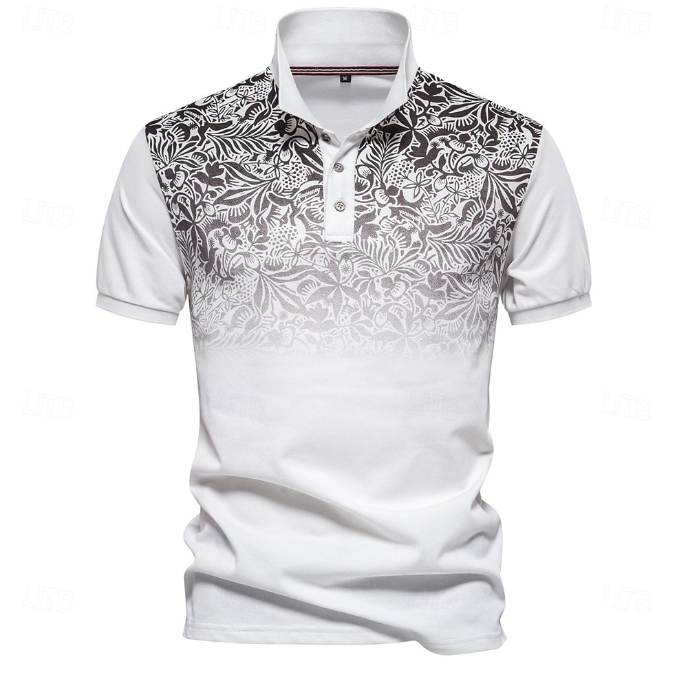 Herren Männlich Blumen Blumenmuster Polo Strick-Polopullover Kurzarm Umlegekragen Polokragen Modern Formell Arbeit Sport & Outdoor Knöpfe Drucken Frühling Rubinrot Weiß Hellblau 2025 - $22.99 –P8