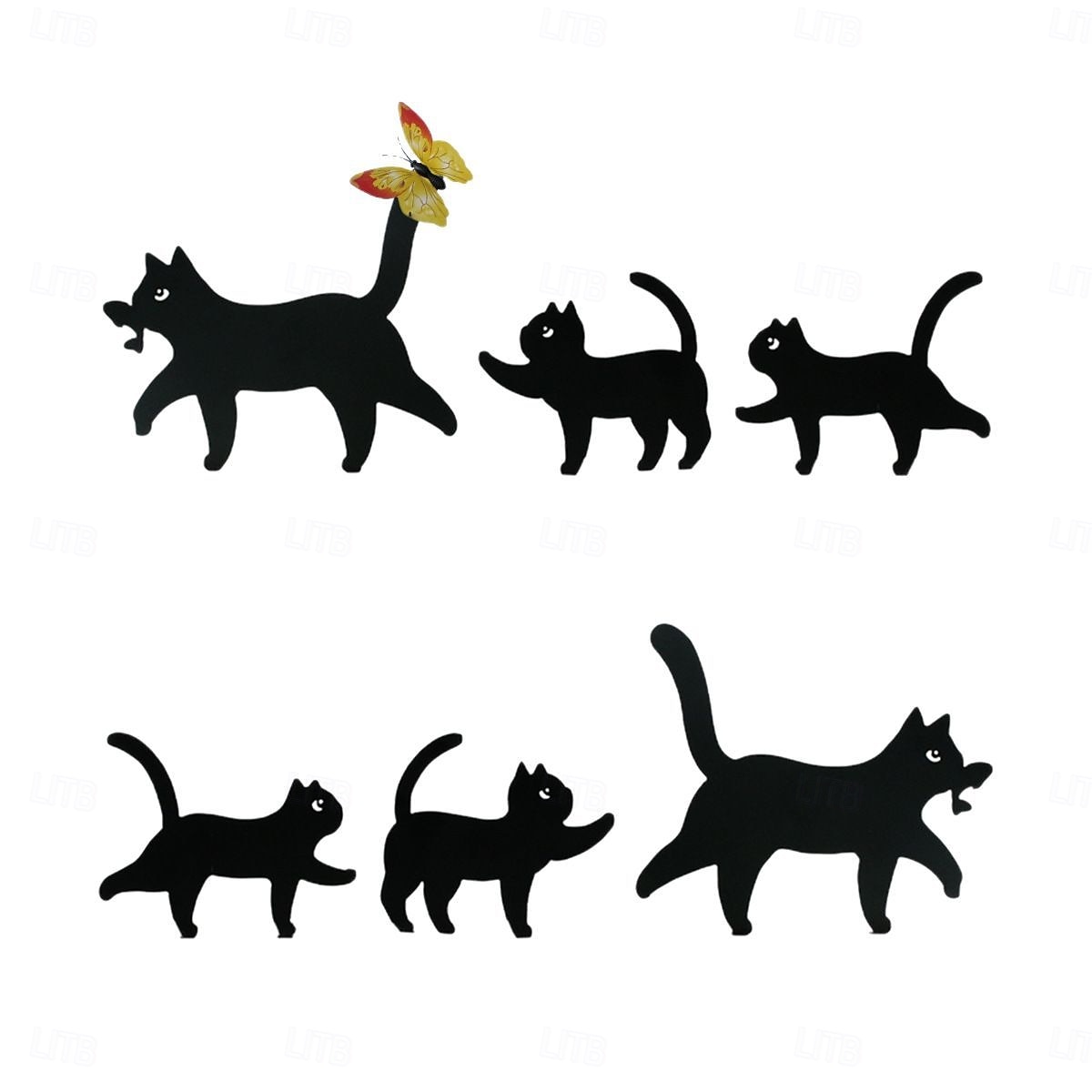 3 Stück Halloween Schwarze Katze Metallschild mit Zubehör, Gartenstecker Dekoration für den Rasen, gruselige Katzensilhouette für Halloween Party Dekor 2025 - $15.49 –P4