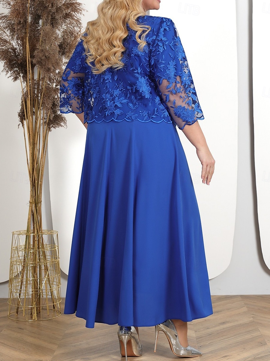 Per donna Taglie Forti Abito Semi-Formale Colore Puro Girocollo Mezza Manica Estate Primavera Elegante Abito Midi Formale Feste Vestito del 2025 a $44.99 –P9