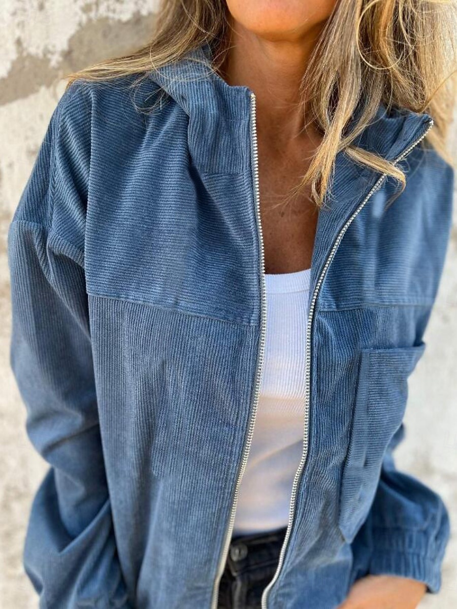 Mulheres Jaqueta casual Casaco com capuz Confortável Respirável Zíper Bolsos Simples Casual Tecido Férias Rua Casual Roupa Diária Zíper Padrão Com Capuz Normal Manga Longa agasalhos Preto Branco Rosa de 2025 por $39.99 –P2