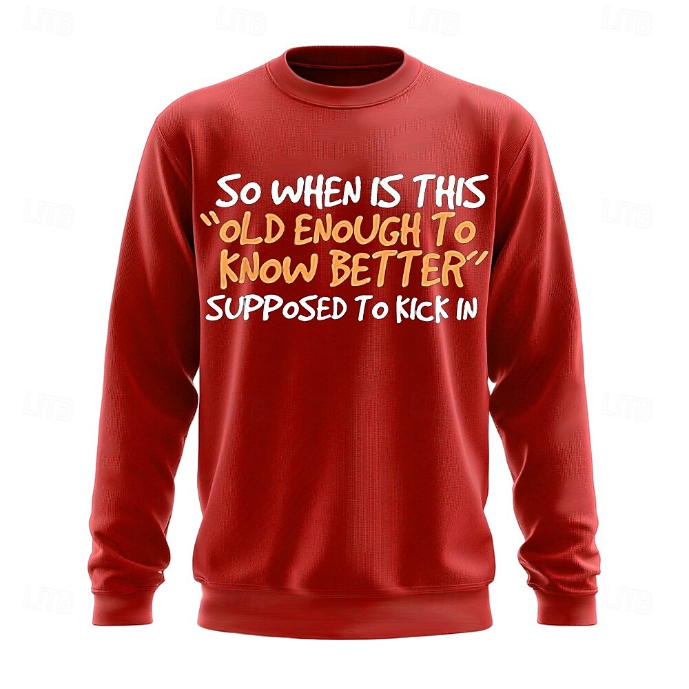 Men's Text Funny Slang Sweatshirt Sweatshirt Hooded Sweatshirt Crew Neck Fashion 3D Print Black Red Crewneck 3D Graphic All Seasons Designer 2025 - $26.99 –P2