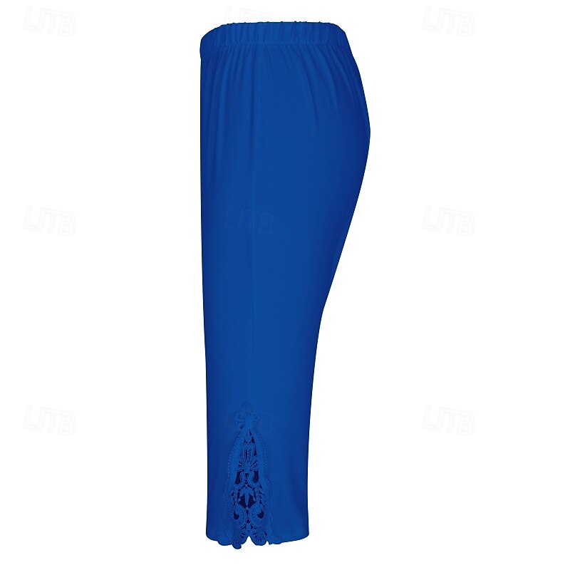 Damen Caprihose Leggings Streetwear Lässig Wadenlang Natürliche Taille Einfach Spitze Patchwork Elastischer Bund Bequem Außenbereich Outdoor Urlaub Alltagstauglich Wein Hellhimmelblau Schwarz Gelb 2025 - $14.99 –P11