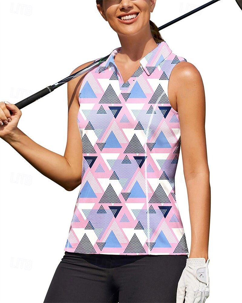 Women's Graphic Plaid / Check Sport Shirt Golf Polo Shirt Tennis Shirt Sleeveless Zipper High Elasticity Moisture Wicking Breathable Tennis Golf Pickleball Turndown Zip Collar Shirt Top Purple Tennis 2026 - $22.99 –P2