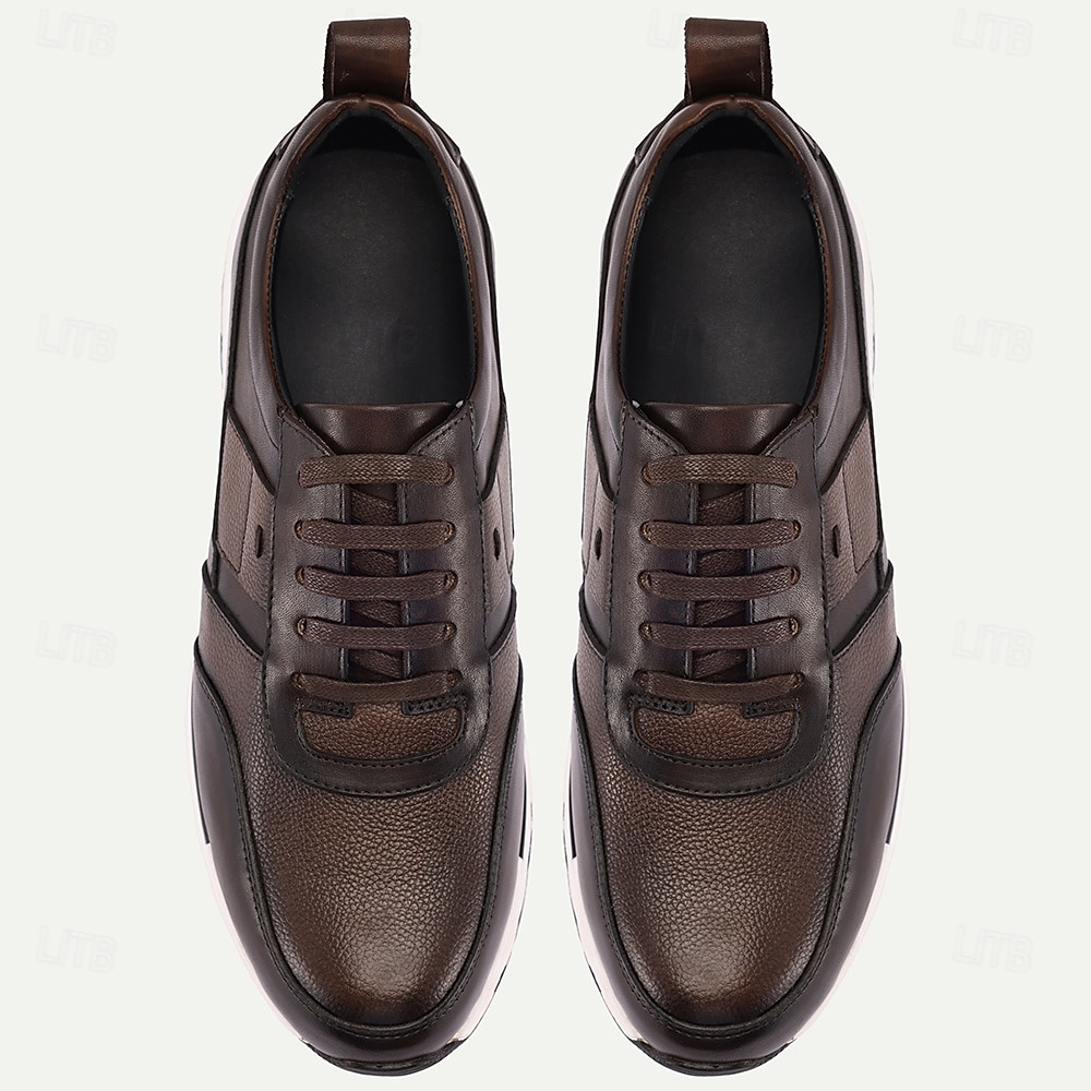 Sapatos casuais masculinos de couro bovino premium, design de cadarço de dois tons com sola esportiva, perfeitos para uso casual de negócios, viagens e caminhadas na cidade de 2026 por $109.99 –P4