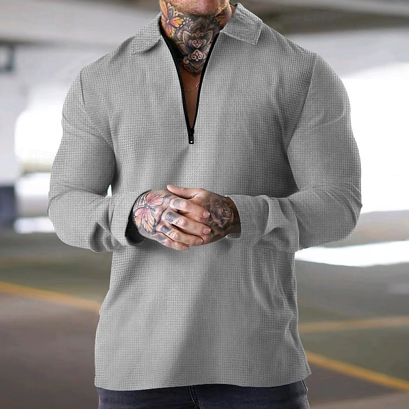 Per uomo Felpa con zip Nero Bianco Blu Cachi Grigio chiaro Bavero Semplice Con zip Zip a un quarto Casuale Quotidiano Ferie Streetwear Cool Designer Primavera & Autunno Abbigliamento Felpe con del 2025 a $23.99 –P5