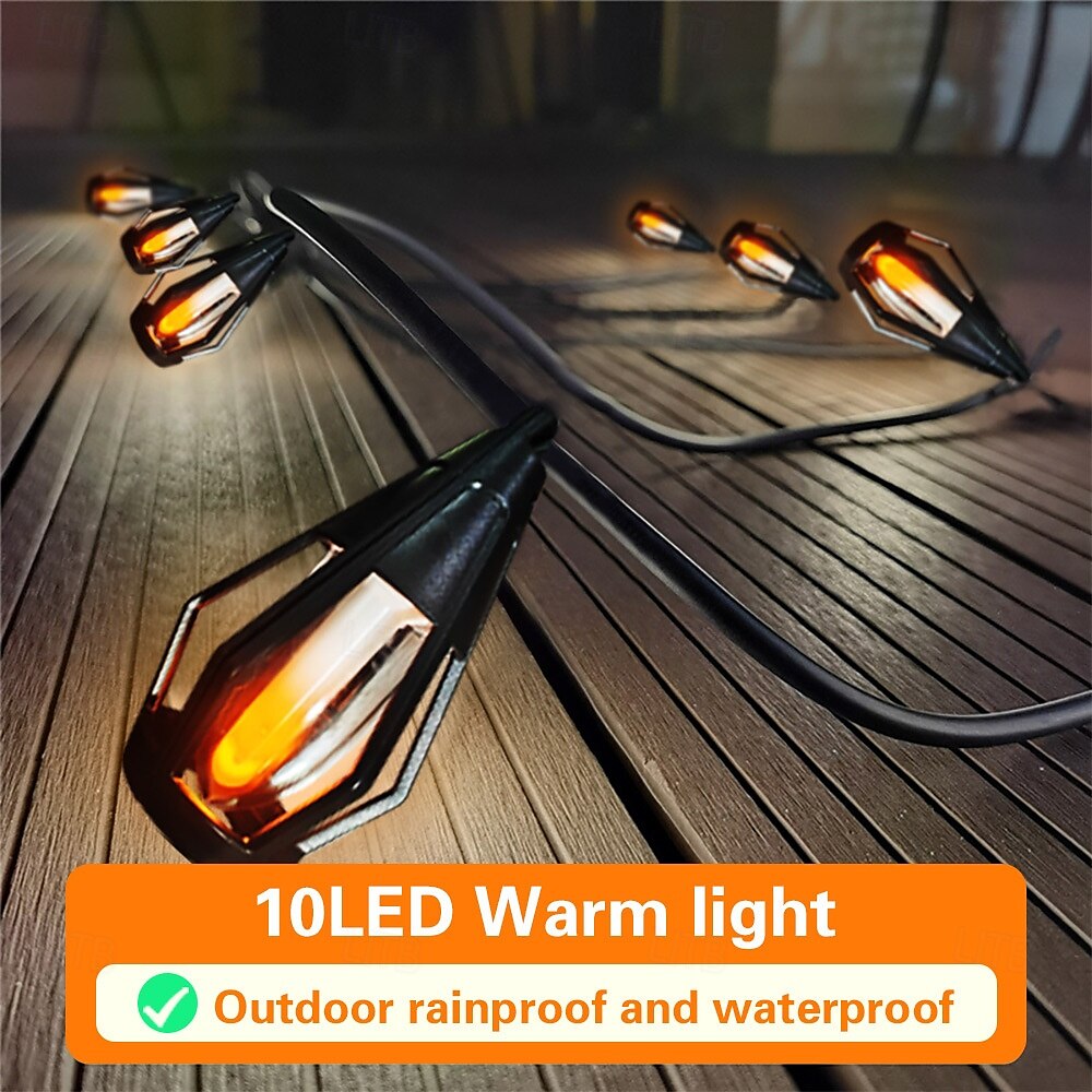 1 Pc 15 Leds Outdoor Waterproof Solar Flashing Flame Lantern String Garden Courtyard Camping Christmas Halloween Wedding Atmosphere Decoration Lighting 2025 - $47.99 –P14