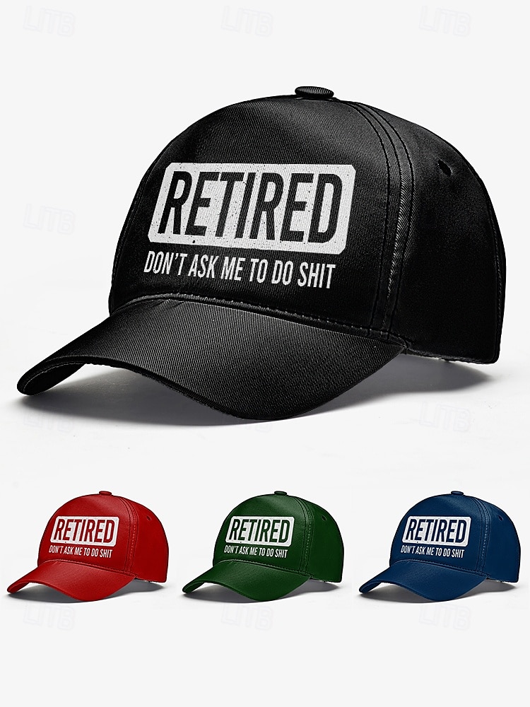 Lustige schwarze Baseballkappe für Herren mit „Retired“-Aufdruck – verstellbare Baumwollmütze für Rentner, lässige Outdoor-Kleidung und Scherzgeschenke 2025 - $14.99 –P3