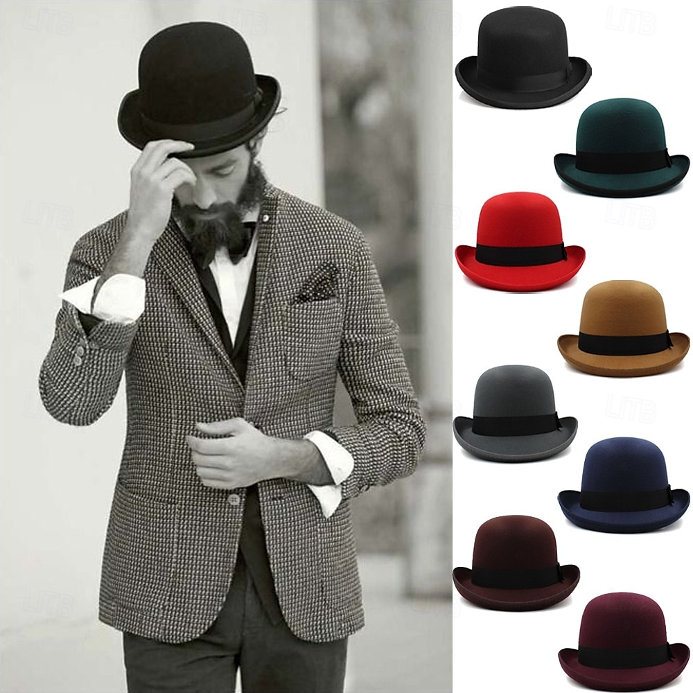 magisk hatt damehatt med bred brem i ull, britisk hiphop-hatt for menn, jazzhatt for vinter, ensfarget filthatt 2025 - $17.49 –P1