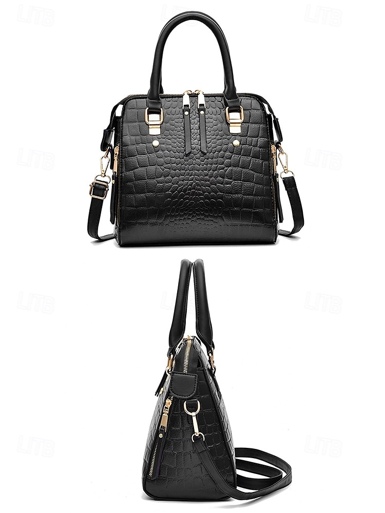 Dámská kabelka z umělé kůže s krokodýlím vzorem a střapcovým přívěskem – elegantní horní ucho a crossbody kabelka do práce, na nákupy i na každodenní výlety 2025 - $19.99 –P5