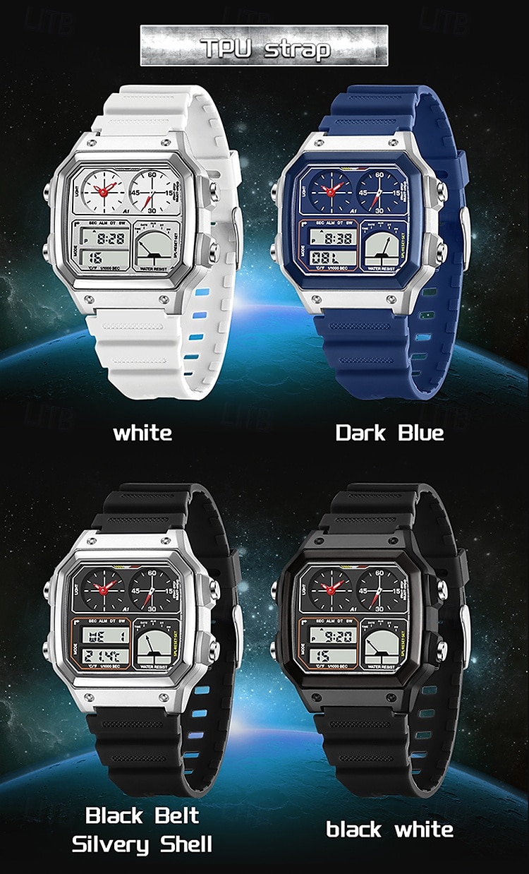 SANDA Men Digital Watch Outdoor Fashion Casual Wristwatch Luminous Stopwatch Alarm Clock Three Time Zones Steel Silicone Gel Watch 2025 - $31.99 –P13