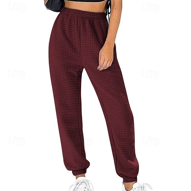 Women's Cargo Pants Slacks Streetwear Casual Full Length Natural Plain Pocket Elastic Waist Comfy Outdoor Vacation Going out Wine Grey White Army Green Fall Regular Fit 2026 - $29.99 –P5