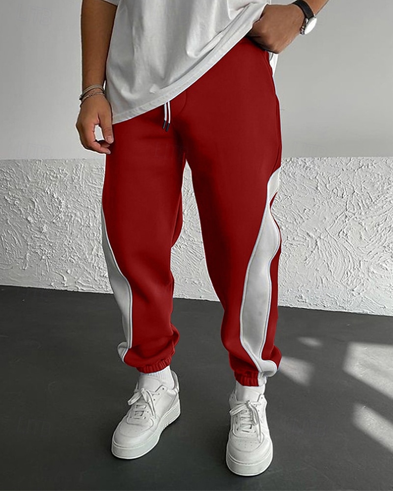Men's Sweatpants Joggers Athletic Pants Trousers Drawstring Pocket Elastic Waist Color Block Comfort Daily Sports Outdoor Fashion Casual Blue Black / Red Micro-elastic 2026 - $25.99 –P1