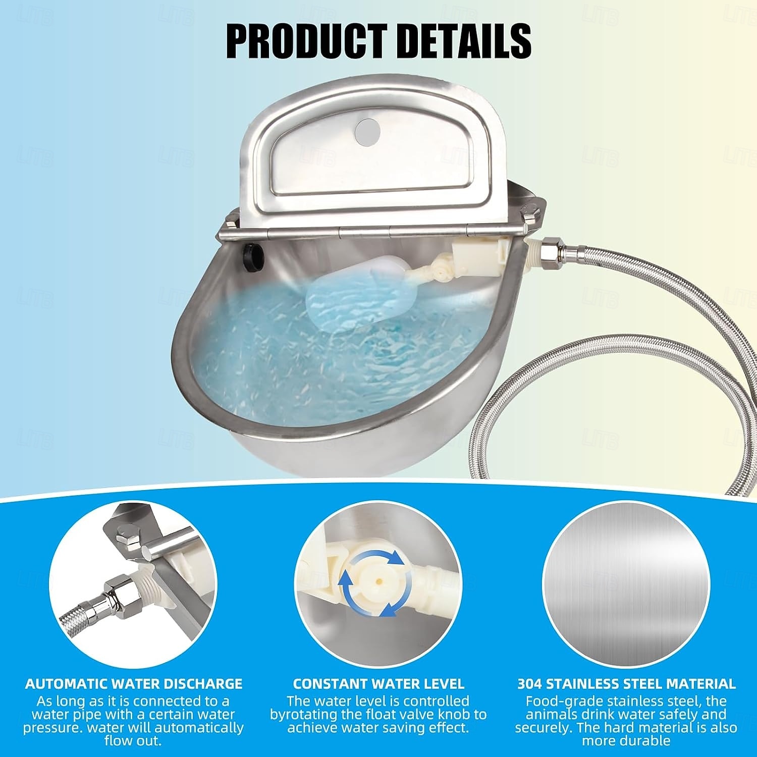 автоматический фонтанчик для питья домашних животных - нержавеющая сталь 304, большой объем для собак, уличное корыто для скота, кур, коров, лошадей 2026 - $50.99 –P5