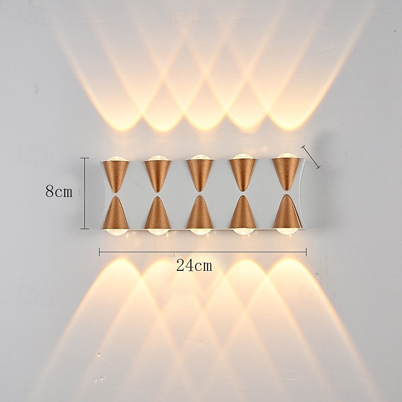 Lampada da parete a LED per esterni 10W, illuminazione up/down, per interni, 4/6/8/10 teste, curva, impermeabile, IP65, lampada da camera da letto moderna, luce bianca calda, AC85-265V del 2025 a $46.99 –P4