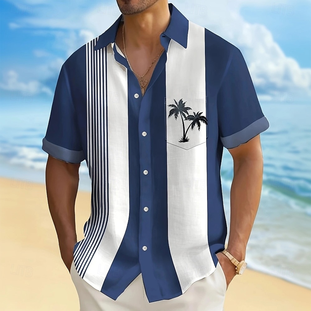 Homme Cocotier Plantes Tropicales Chemise Chemise hawaïenne Chemise Boutonnée Manche Courte Hawaïen Fête Tenue de plage Été Printemps Col Rabattu Impression 3D chemises à col Une poche avant Rouge de 2025 ? $23.99 –P7