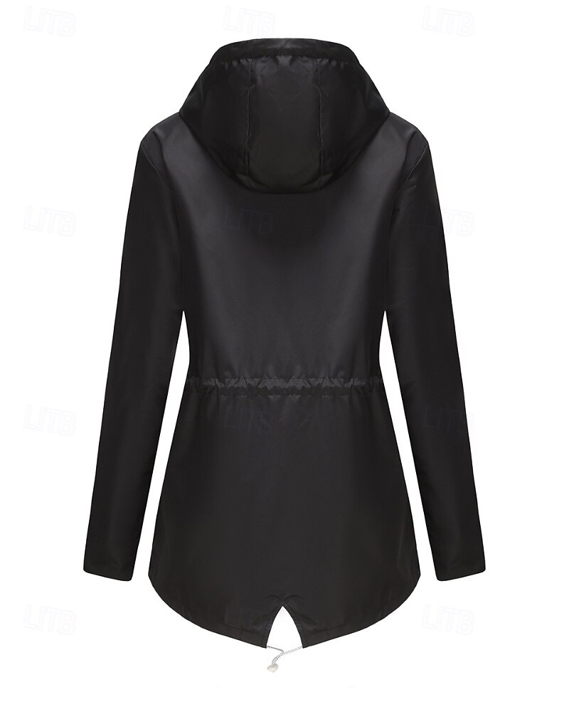 Women's Trench Coat Warm Comfortable Zipper Pocket Fashion Outdoor Plain Holiday Going out Zipper Regular Hooded Regular Fit Long Sleeve Outerwear Black Red Green Fall Winter 2025 - $31.99 –P14