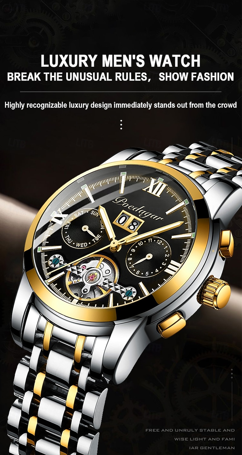 Бизнес Часы Мужские Автоматические Механические Турбийон Часы Роскошные Модные Спортивные Часы Из Нержавеющей Стали 2026 - $47.99 –P1