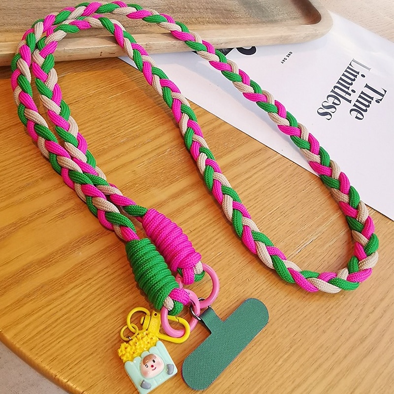 Nuova tracolla con tre fili a coda di cavallo, cordino per cellulare da donna, anti smarrimento, cordino robusto con ciondolo a forma di cartone animato, cordino lungo per cellulare. del 2025 a $10.99 –P4