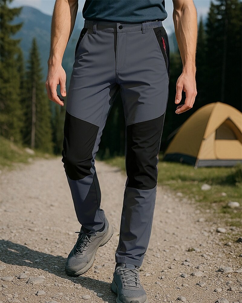 Voor heren Wandelbroek trainingsbroek Lapwerk Buiten Normale pasvorm waterdicht Winddicht Ademend Sneldrogend Broeken / Regenbroek / Overbroek Elastische taille Leger Groen Khaki Kamperen&Wandelen 2025 - $31.99 –P4