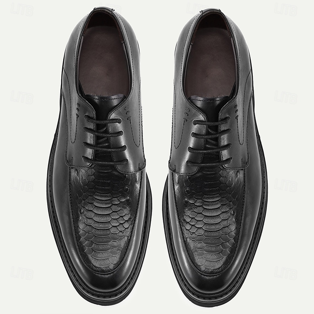 scarpe eleganti da uomo in vera pelle di vacchetta nera con motivo coccodrillo – eleganti scarpe formali per lavoro, matrimoni ed eventi speciali del 2025 a $109.99 –P4