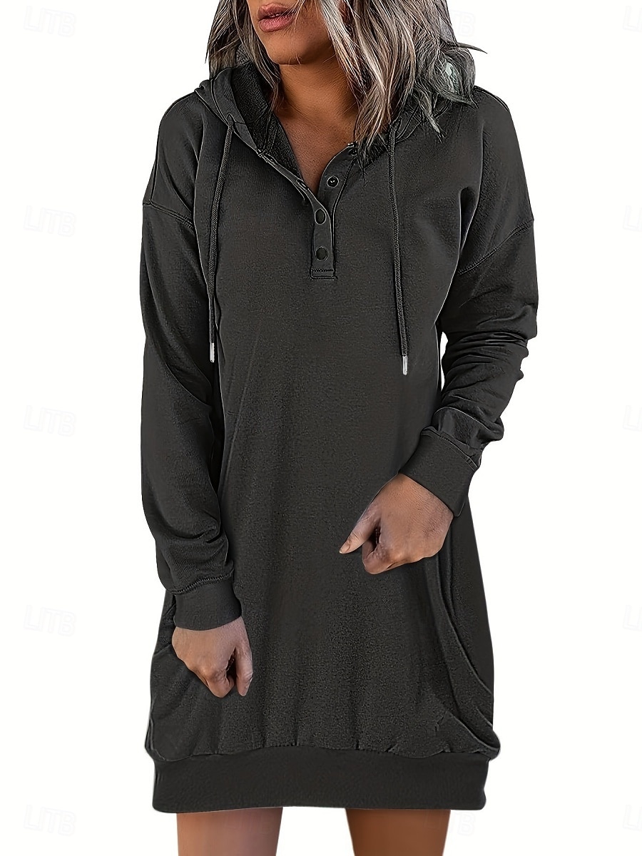 Damen Minikleid Shiftkleid Lässig Täglich Lässiger Schnitt Grafik Langarm Mit Kapuze Schwarz Weiß Rosa Wein Frühling Herbst Winter 2025 - $14.99 –P1