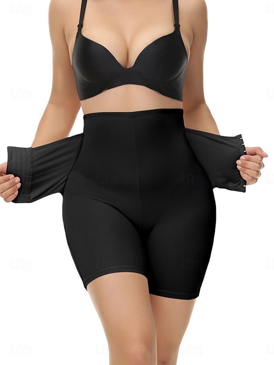 Dam Shapewear Midjetränare Sport Ren färg Elastisk midja Shorts Dagligen Ärmlös Svart Beige Sommar Vår Höst Vinter 2025 - $15.99 –P2