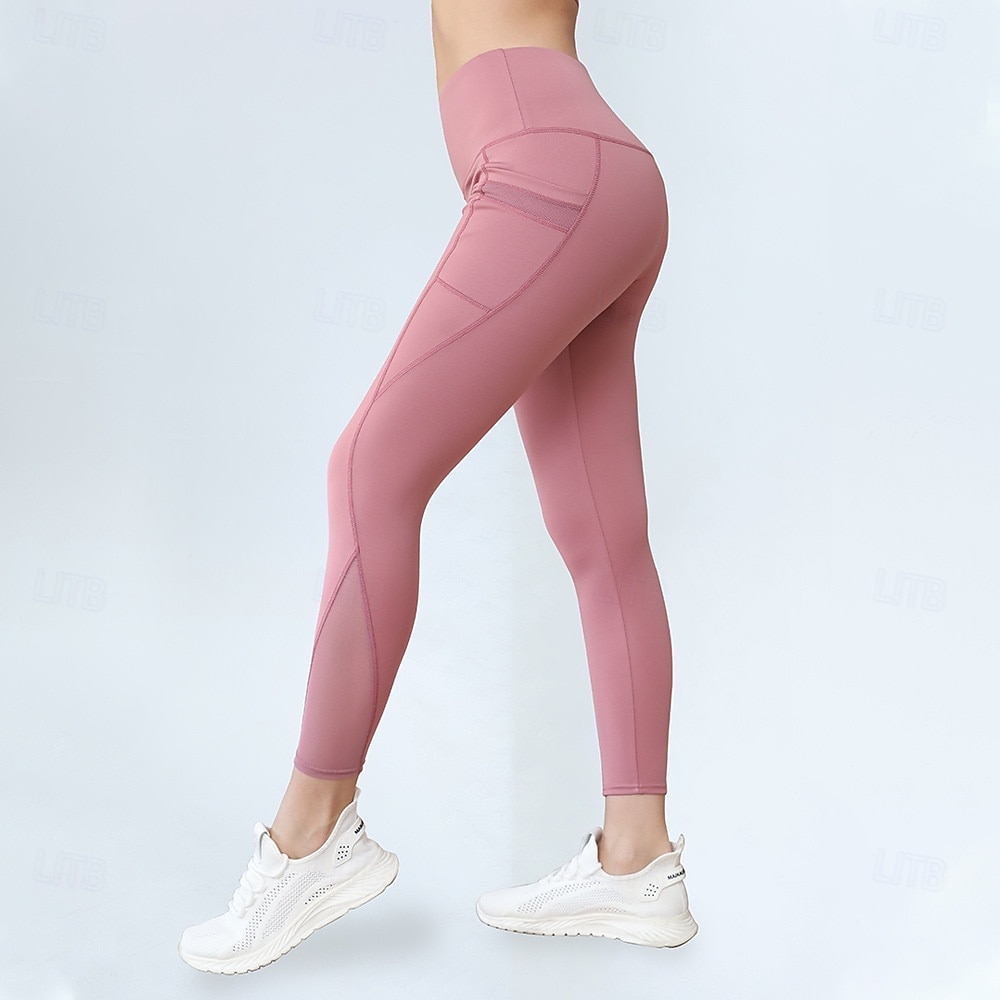 Women's Running Tights Leggings Running Capri Leggings Patchwork with Phone Pocket 3/4 Tights Sports & Outdoor Athletic Spandex Breathable Sweat wicking Fitness Gym Workout Running Sportswear 2025 - $15.49 –P4