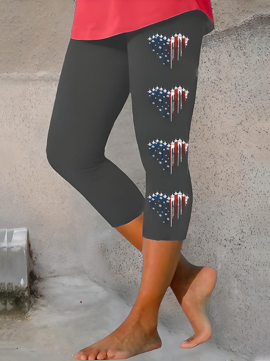 Självständighetsdagen Kvinnors Patriotiska Fjärde Juli Leggings Capri Byxor Hög Elasticitet Streetwear Helt Längd Hög Midja Byxor Påsk Flagga Tryck Termisk Varm Andas Mjuk Utomhus Daglig Svart Grå 2025 - $18.99 –P3