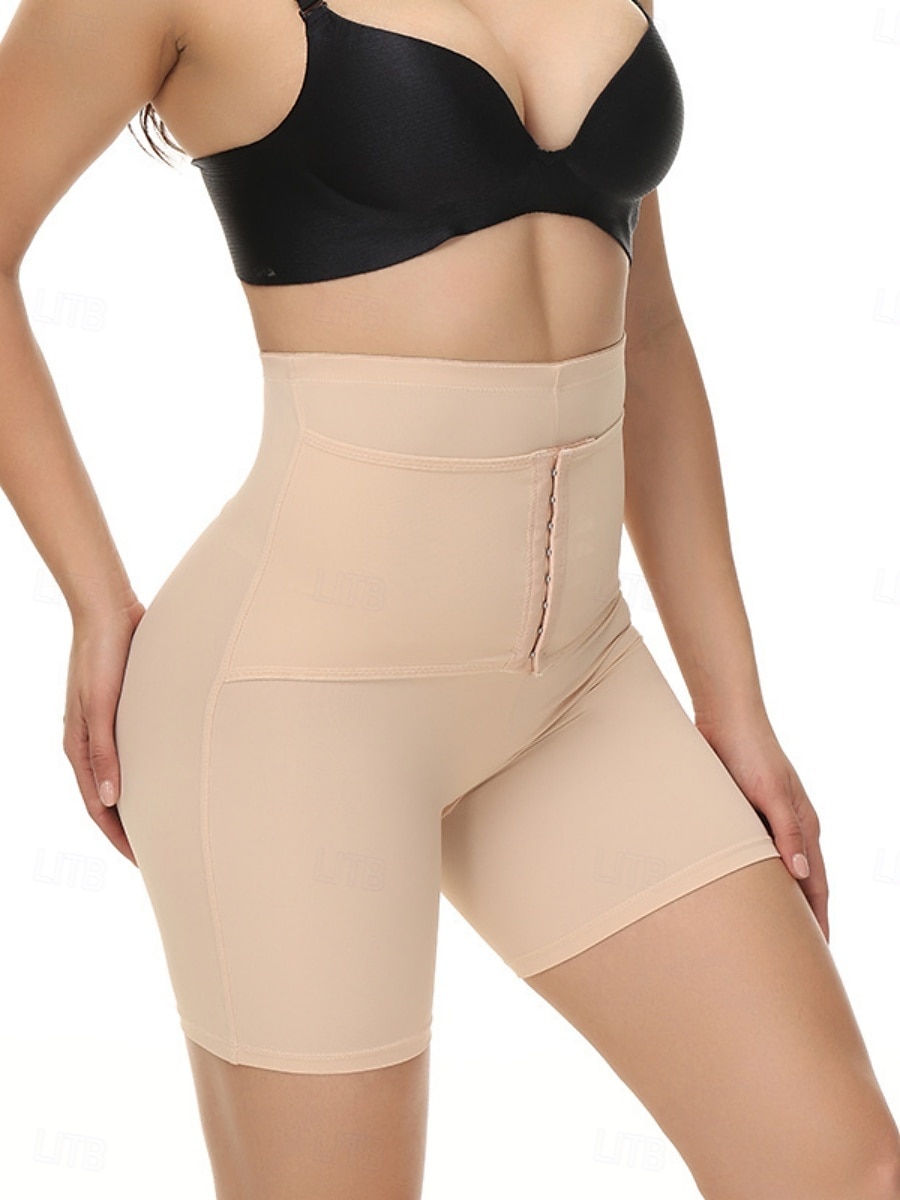 Dam Shapewear Midjetränare Sport Ren färg Elastisk midja Shorts Dagligen Ärmlös Svart Beige Sommar Vår Höst Vinter 2025 - $15.99 –P5