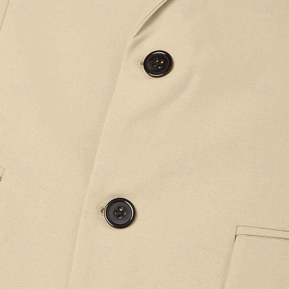 Heren Trouwaanzuiten Linnen Khaki Mode Zomer Effen Kleur Tailored Fit 3-delig Enkel knop Twee knopen 2025 - $139.99 –P5