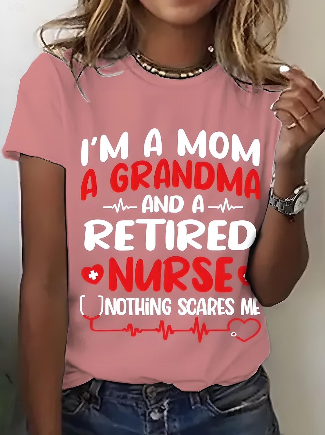 Damskie Podkoszulek Nadruk Graficzny Litera Zabytkowe Elegancki Klasyczny Krótki rękaw Półgolf Okrągły dekolt Zwykłe topy Codzienny Weekend Niebieski Czarny Biały Rumiany róż Fioletowy Lato Wiosna MOM 2026 - $22.99 –P3