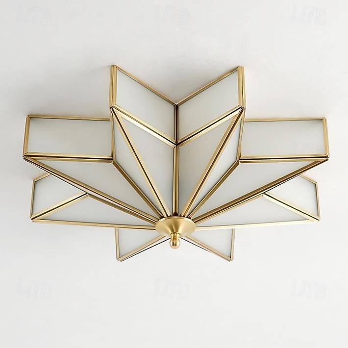 Luminária de teto moderna de LED com 4 luzes, vidro fosco chanfrado, montagem embutida, luminária tradicional de latão com estrela próxima ao teto, luminária pendente decorativa para sala de estar de 2025 por $364.19 –P2