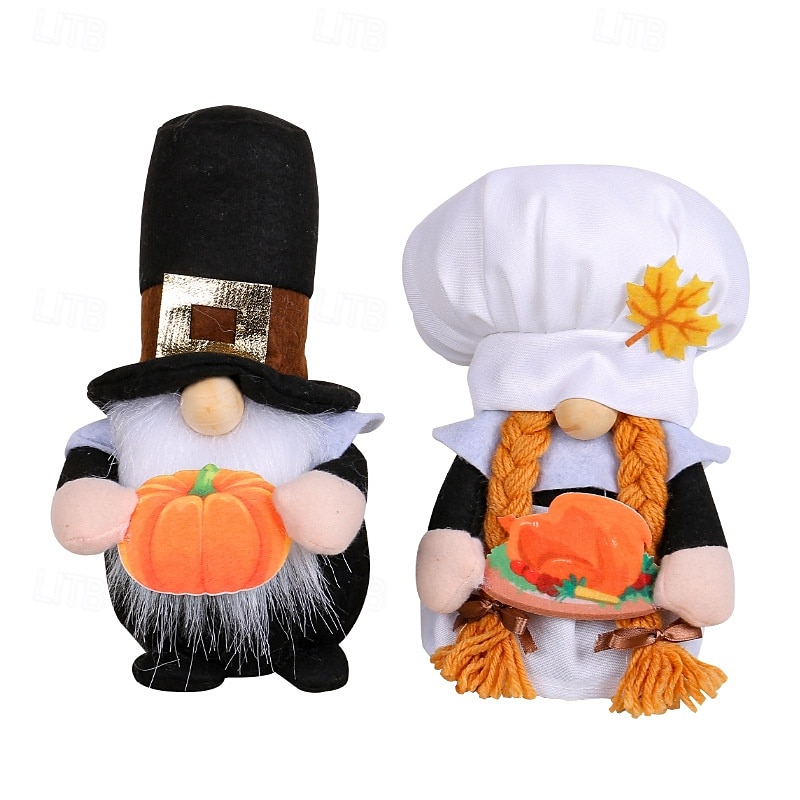 Boneco de pelúcia de gnomo de outono com abóbora, decoração de gnomo sem rosto com chapéu de chef para colheita de ação de graças, decoração de mesa de outono para exibição de festa na cozinha de casa de 2025 por $13.99 –P5