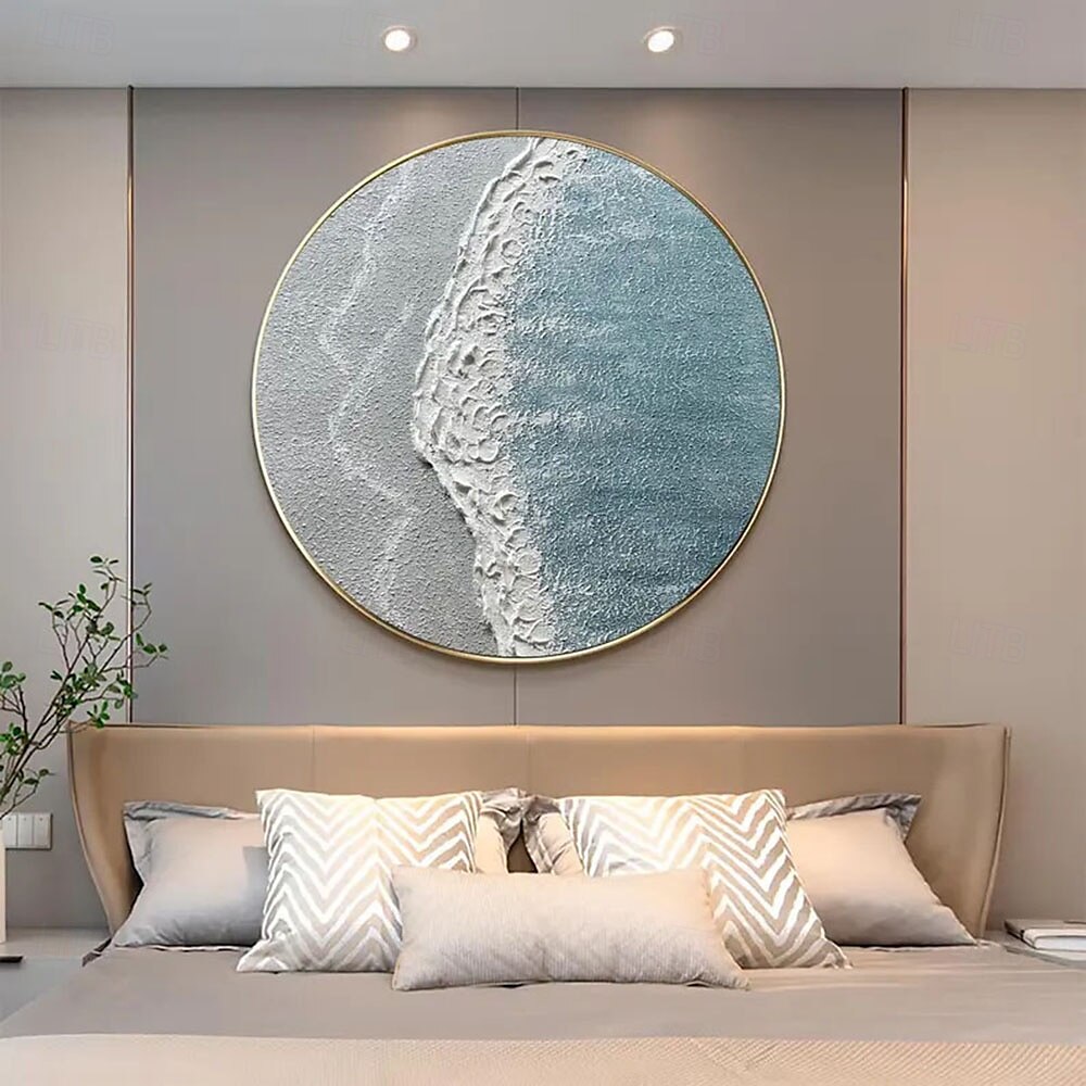 100 % handgemaltes abstraktes Meereswellen-Ölgemälde auf Leinwand, moderne Texturkunst, Meereslandschaft, Wandbild, Heimdekoration 2025 - $209.29 –P3